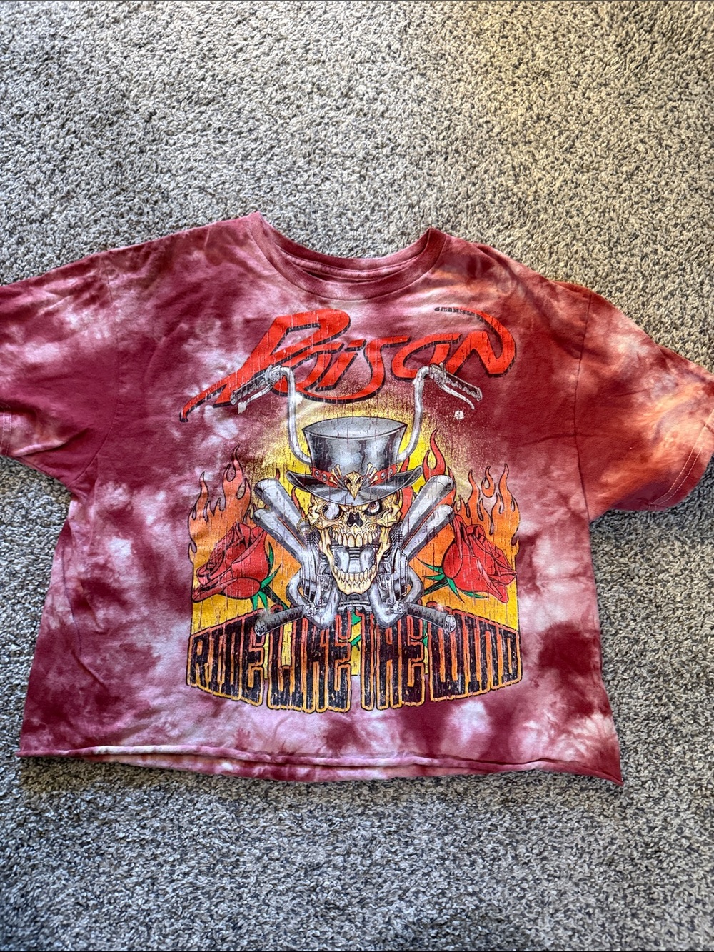Vintage-Style Red Tie-Dye Graphic Crop Top
